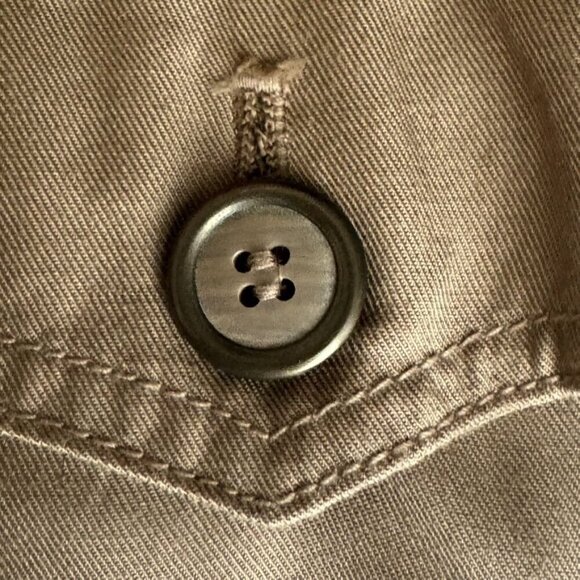 80s Vintage Lizwear Khaki Tan 100% Rayon Multi Pocket Safari Light Weight Jacket - Picture 6 of 14